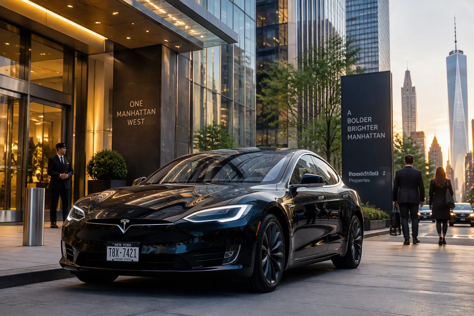 Executive black sedan for corporate travel