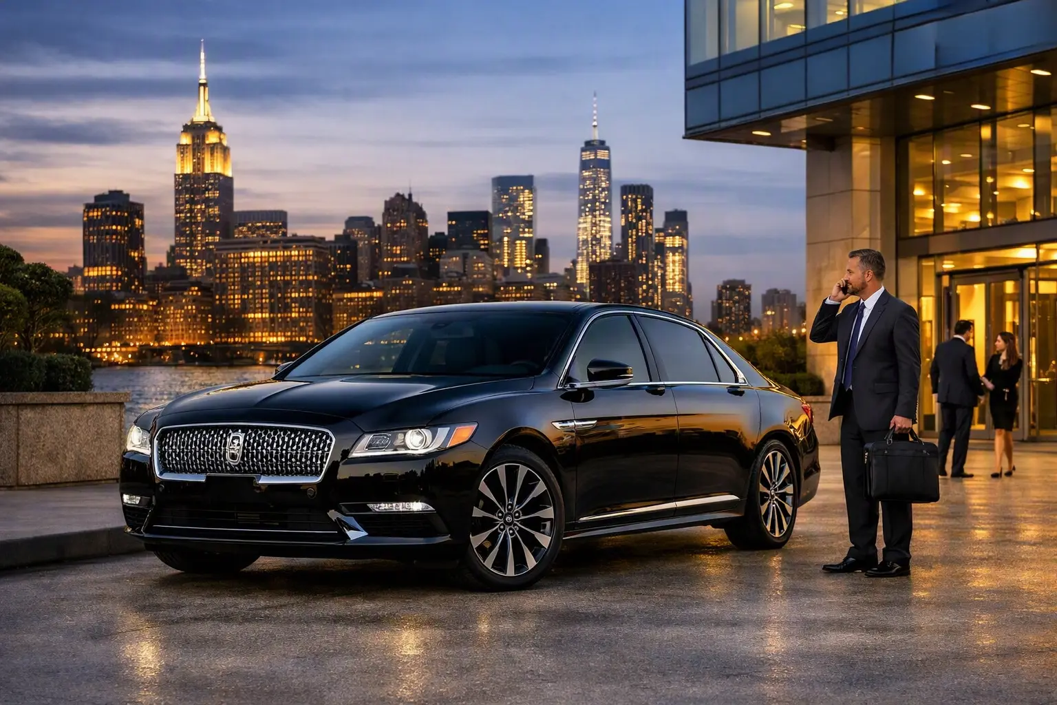 Black sedan for private chauffeured travel in New York