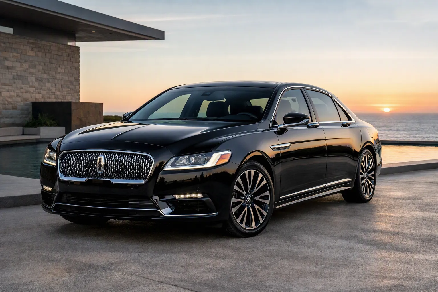 Black luxury sedan ready for a night out