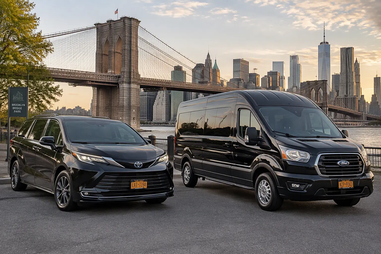 Black passenger vans for group travel